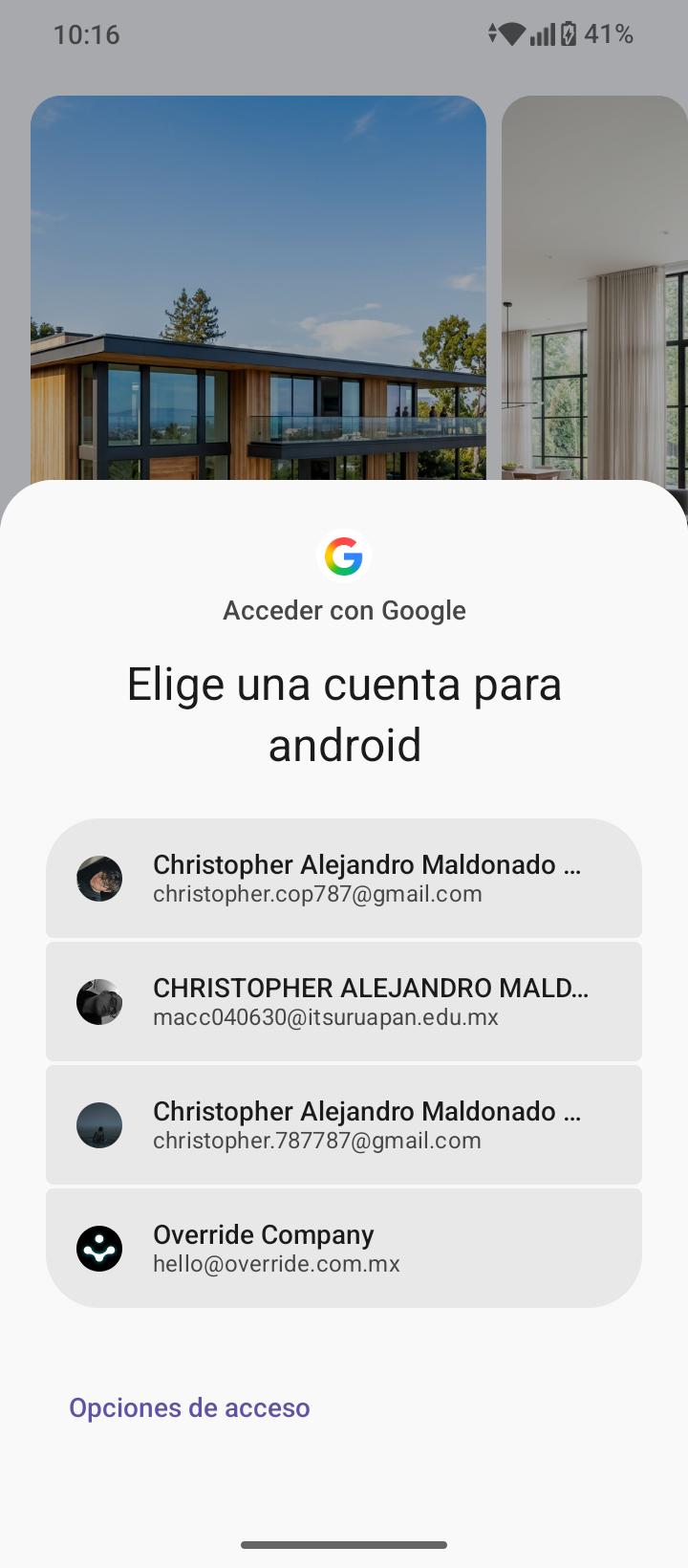 Pantalla de Google Auth