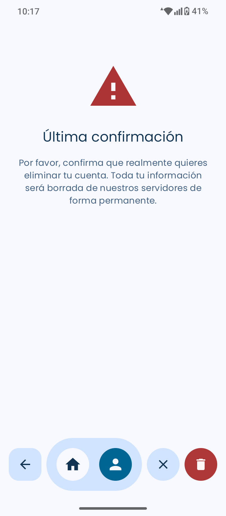 Pantalla de Confirmación