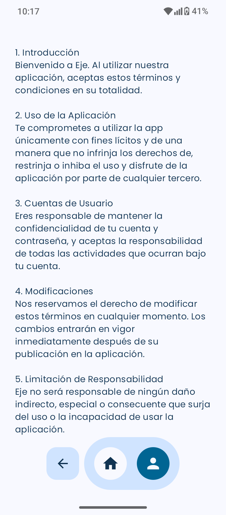 Pantalla de Privacidad