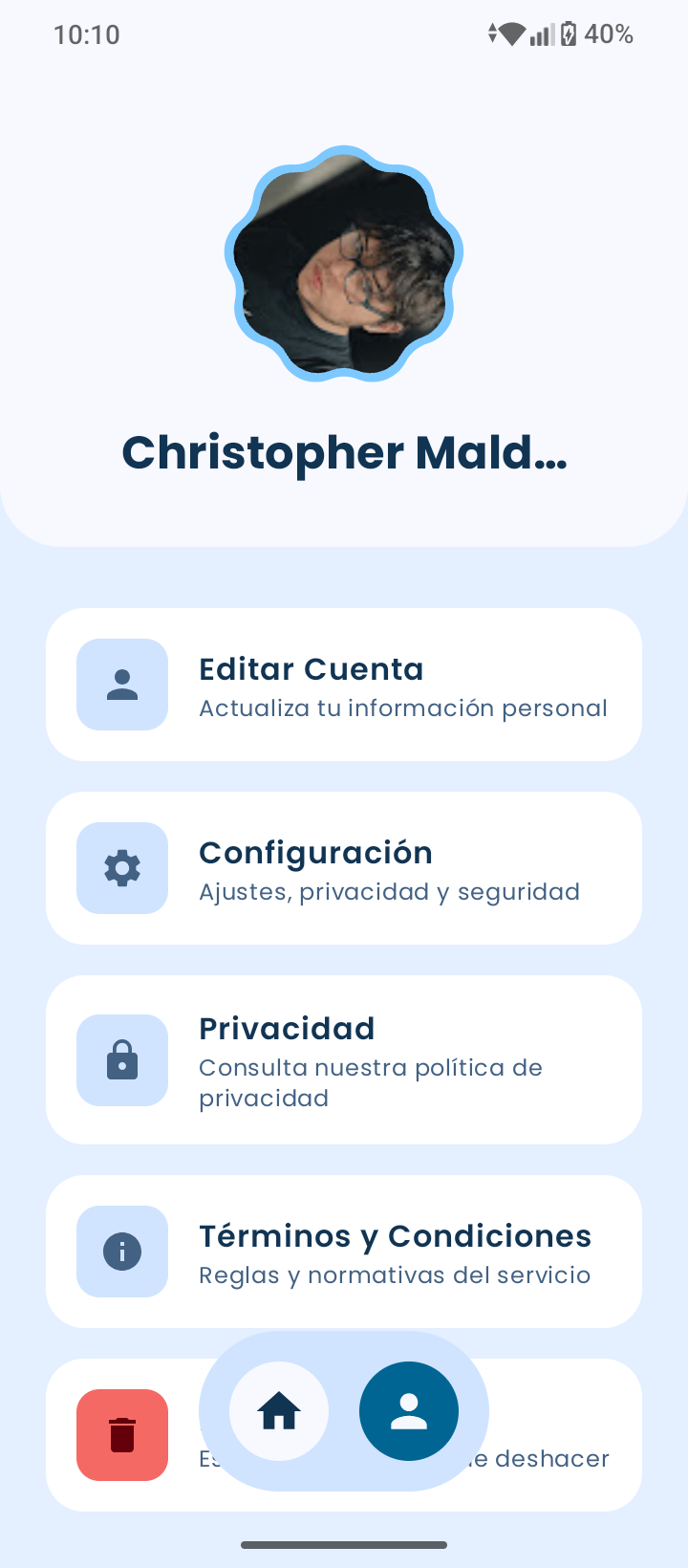 Pantalla de Perfil